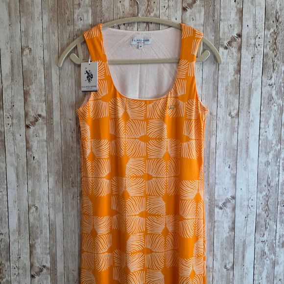 Women's U.S. Polo Assn.‎ Dress Size M Orange White - Picture 2 of 12